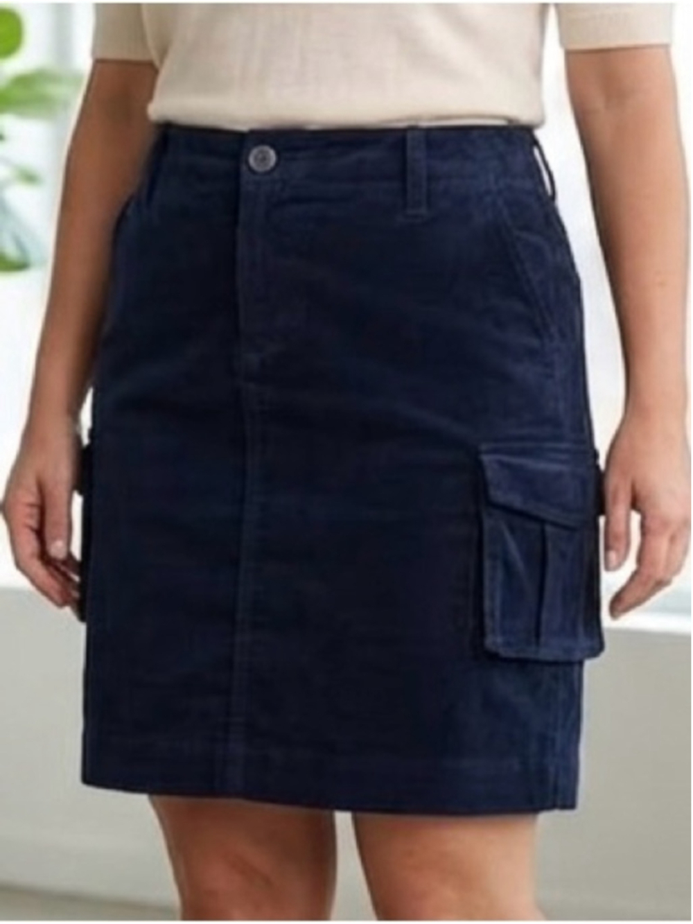 Tommy Hilfiger Dark Navy blue Corduroy cargo Skirt with Side Pocket trendy 1340